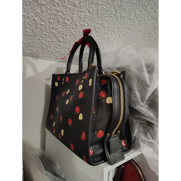Coach Black Apple Print Leather Rogue 25 - Picture 2 of 8